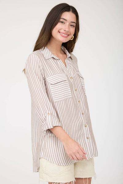 Mine Mocha Stripped  Top