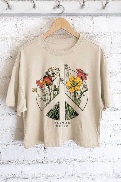 Peace Flower Child Graphic Crop Tee