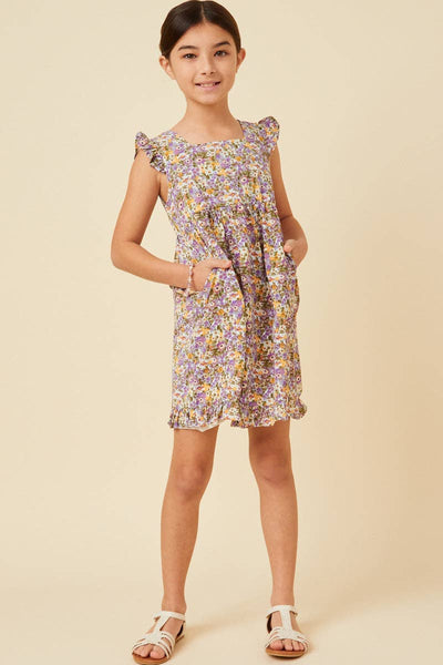 Girls Finn Floral Ruffle Hem Tank Dress