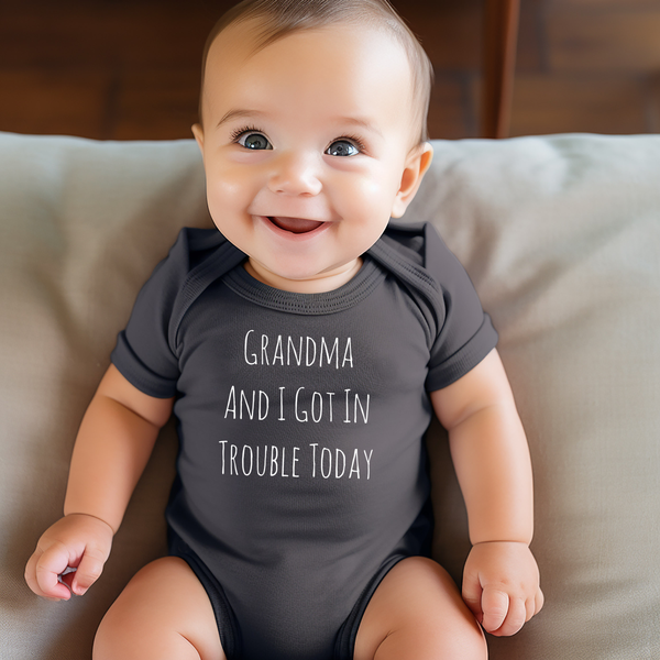 Grandpa and I Got in Trouble Today Onesie | Charcoal