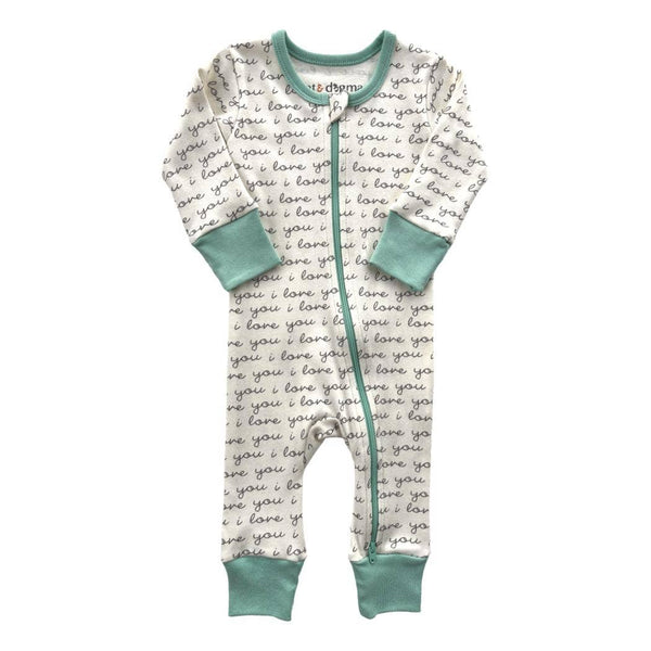 Organic Cotton Zippy | I Love You (Mint)