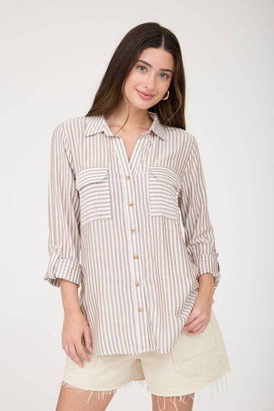 Mine Mocha Stripped  Top