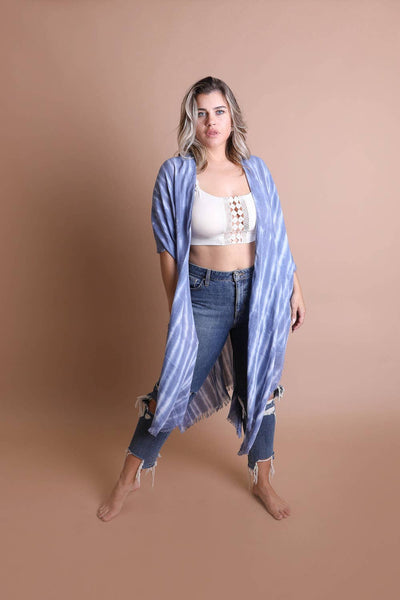 Tie Dye Frayed Kimono | OS