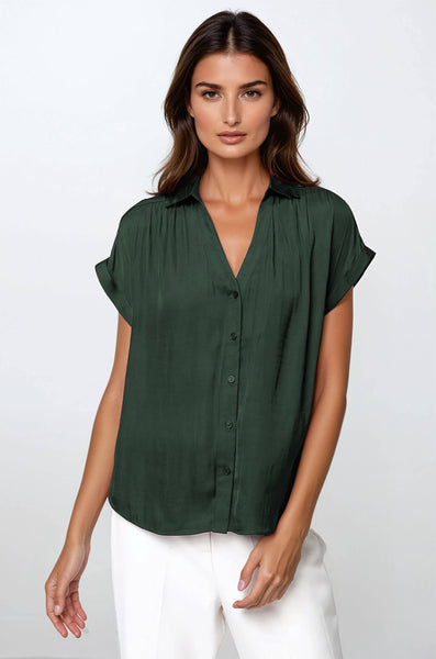 Deep Forest Green Short Sleeve Blouse