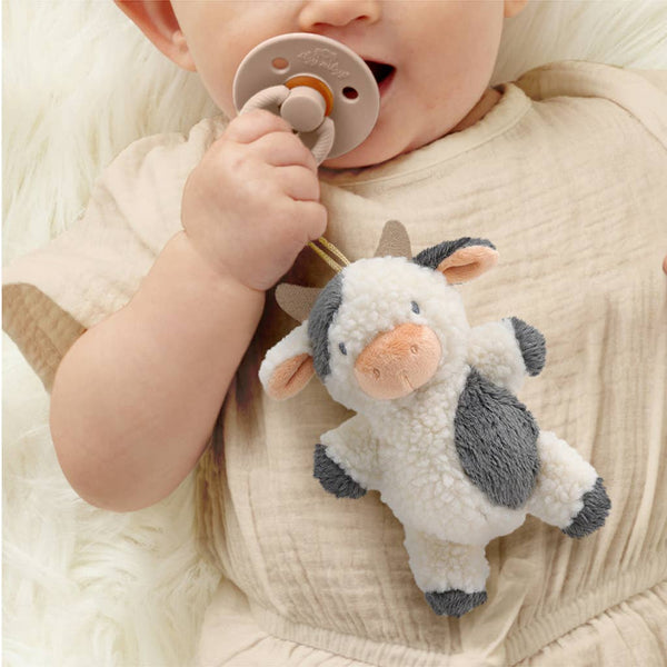 Bitzy Pal Natural Rubber Pacifier & Plush | Cow or Bow