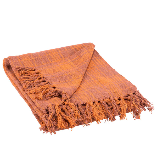 Orange Tartan Throw
