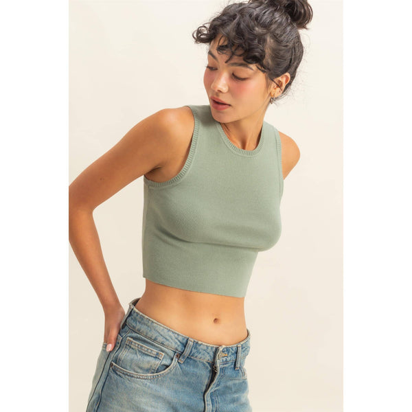 Clue Cropped Tank Knit Top
