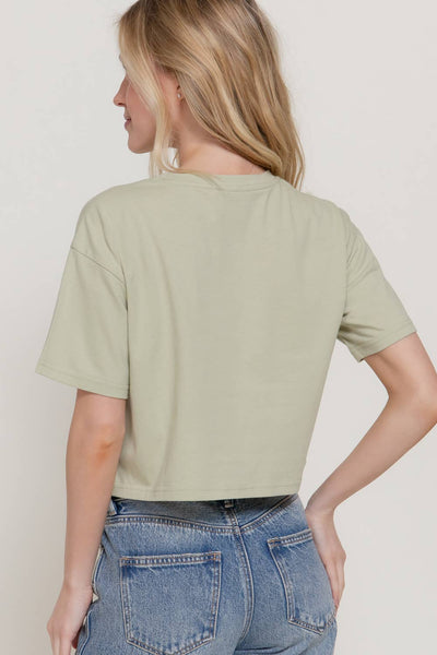 Oversize Crop Tee Beige