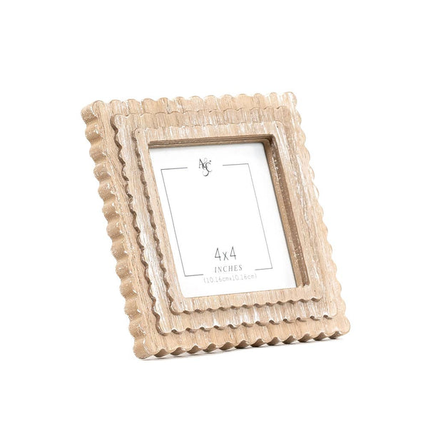 Scalloped Square 4x4 Wood Photo Frame | Espresso or Natural