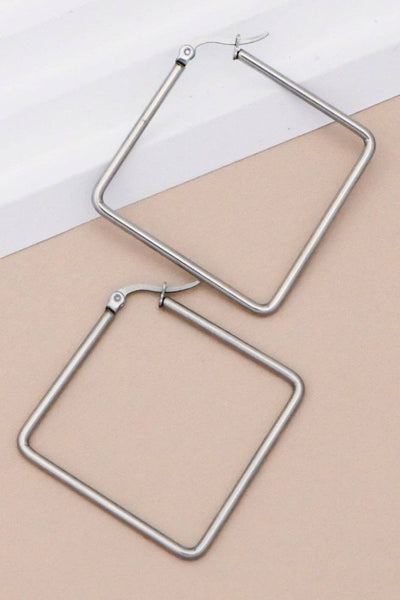 Square Silver Earrings