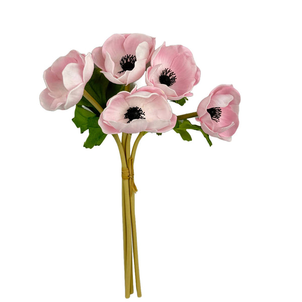 Real Touch Anemone | 5 stem raffia tied 12"