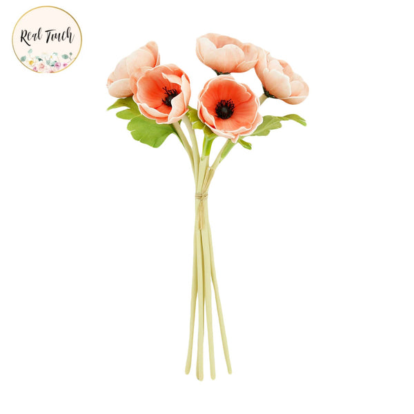 Real Touch Anemone | 5 stem raffia tied 12"