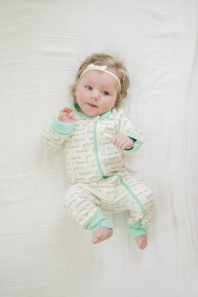 Organic Cotton Zippy | I Love You (Mint)