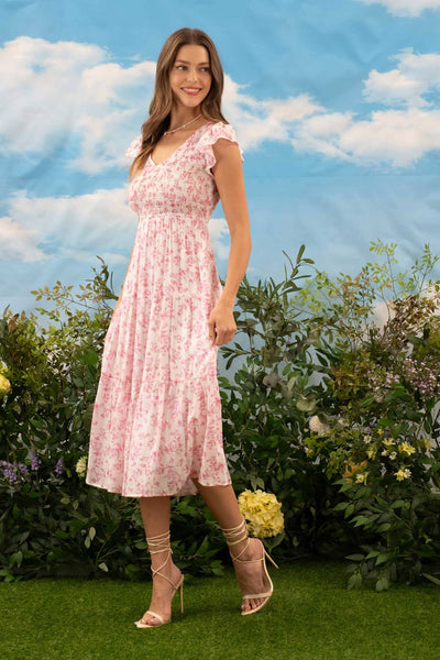 Chambray Floral Goddess Dress