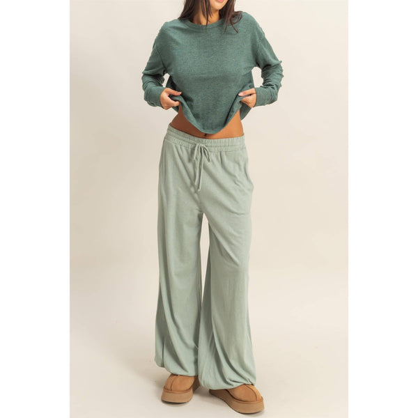 Best Cozy High Waist Pants | Light Green