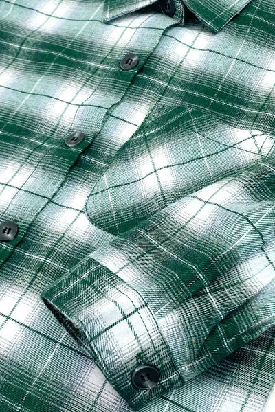 Plaid Flannel Shirt | Green & White