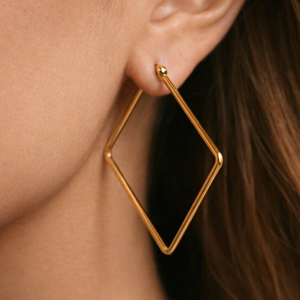 Square 18k Gold Earrings