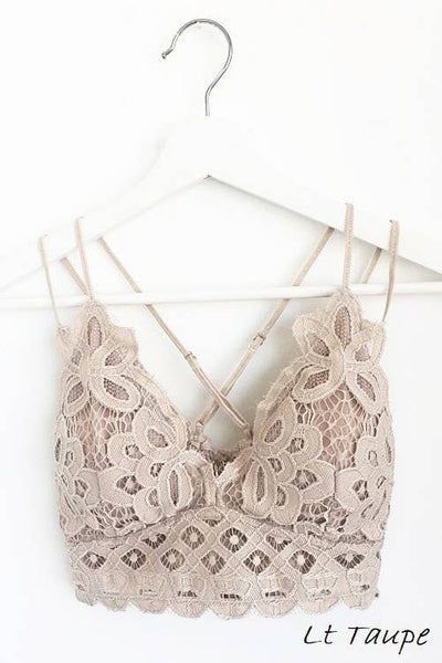 Vivi Scalloped Lace Cami Bralette | Light Tuape