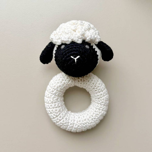 Rattle | Sheep Ring Hand Crocheted
