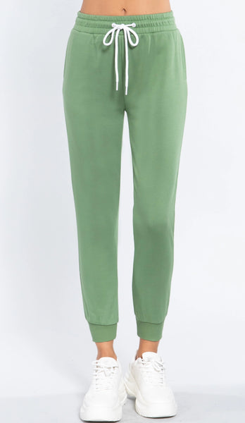 French Terry Capri Joggers | Sage Green