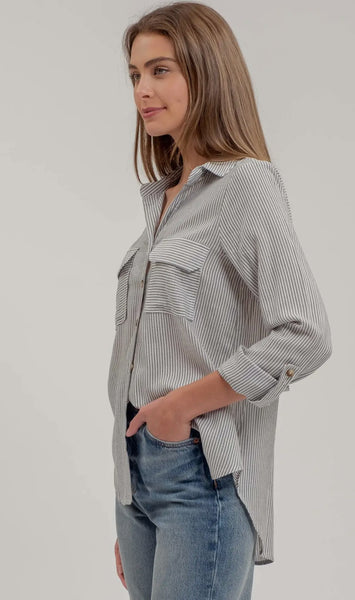 Lena Stripped Top | Black