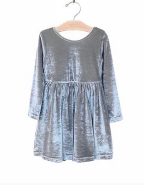 Velour Twirl Dress | Stillwater Blue