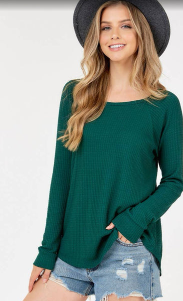 Willa Waffle Top | Green