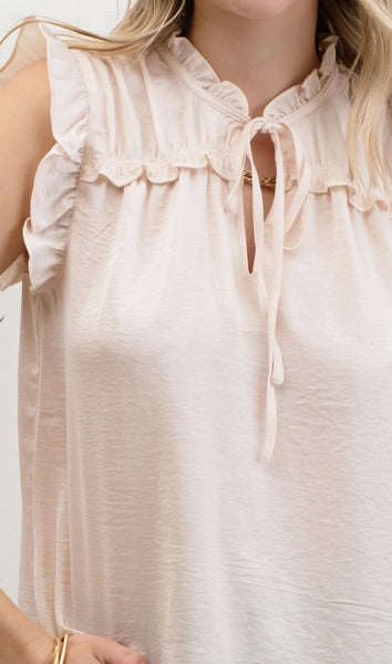 Ruffle Collar Tank | Champagne