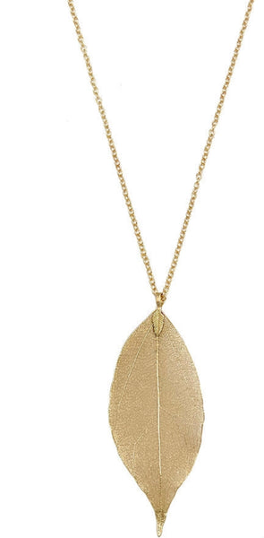 Leaf Pendant Necklace | Gold