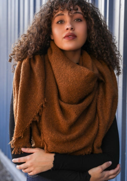 Marl Woven Blanket Scarf | Camel