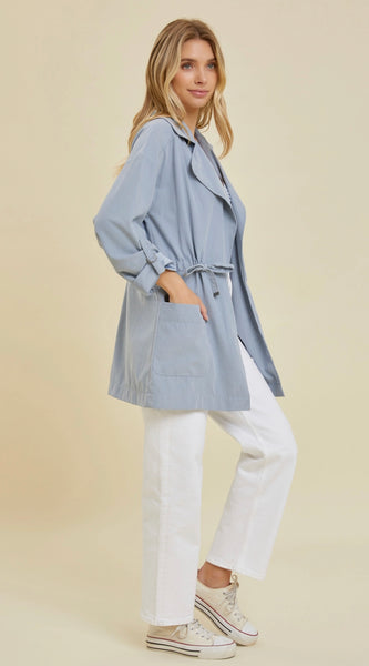 Carman Trench Coat | Dusty Blue