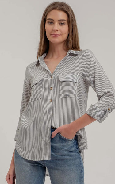 Lena Stripped Top | Black