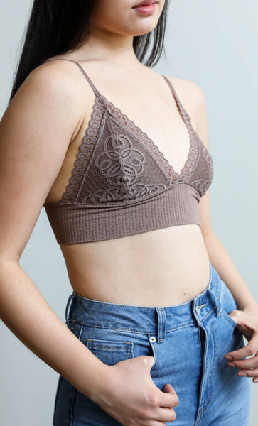 Lace Longline Bralette | Mocha