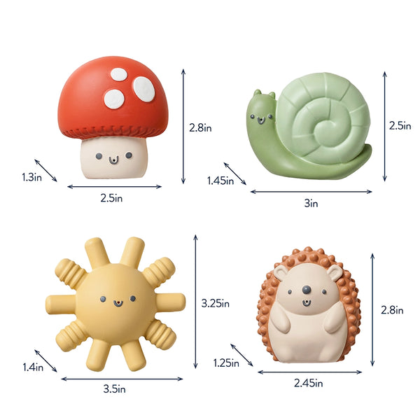 Itzy Squirt | 4-Pack of Soft Bath Toys