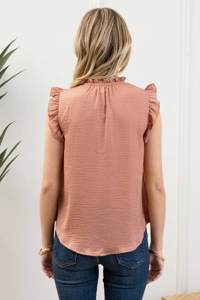 Ruffle Collar Tank | Light Siena