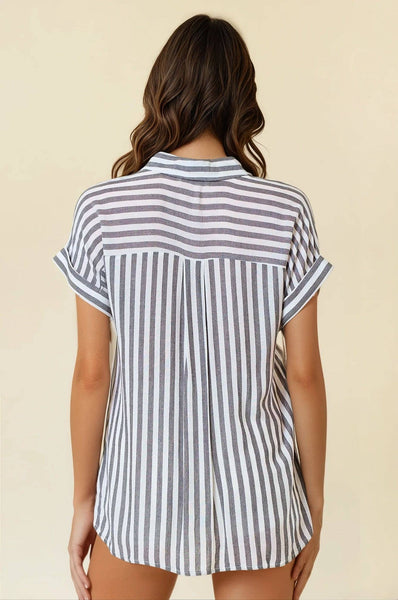 Penny Striped Top | Charcoal