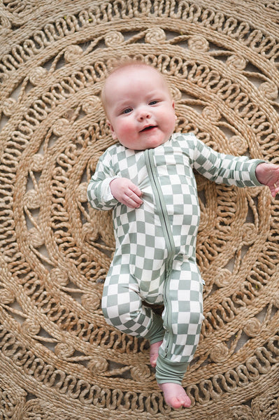 Checkered Zipper Romper | Jade