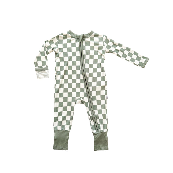 Checkered Zipper Romper | Jade