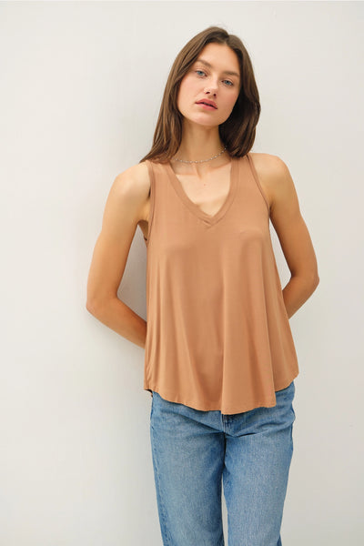 Tara V-Neck Tank | Mocha