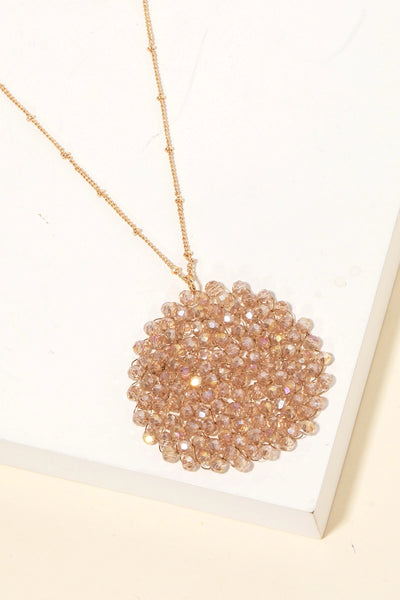 Glitter Beaded Circle  Pendant | Taupe or Ivory