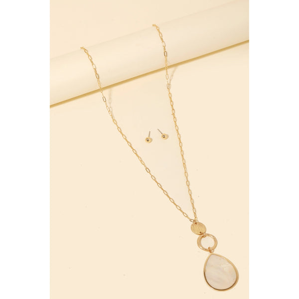 Pearl Tear Pendant Necklace Set