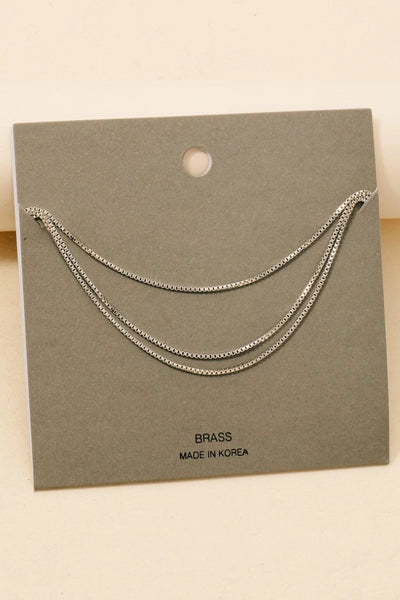 Triple Layered Silver Classic Chain Necklace