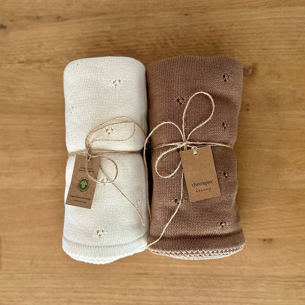 Organic Knit Baby Blanket - Cream