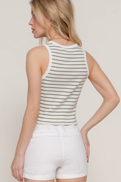 Reese Stripe Rib Tank Top | Grey