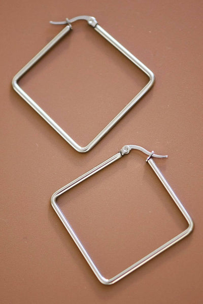 Square Silver Earrings