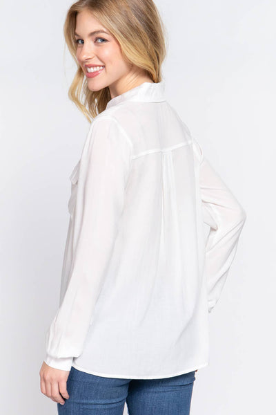 Long Sleeve Front Pocket Woven Shirt