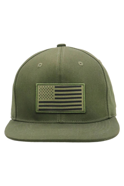 American Flag Flat Brim Patch Hat | Olive