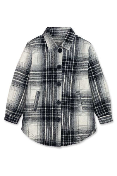 Plaid Flannel Shacket Black & White