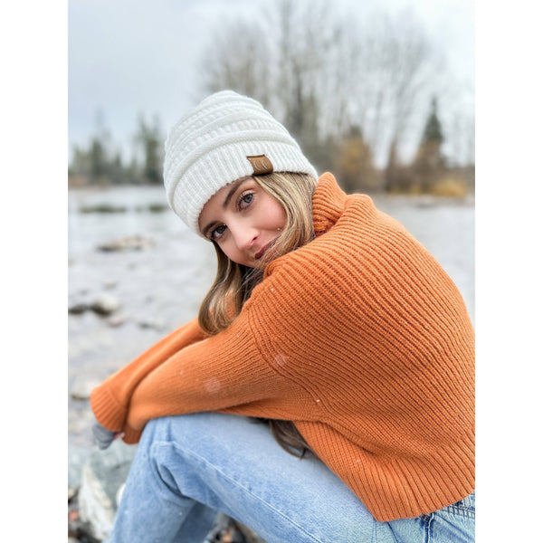 C.C. | Mixed Soft Yarn Beanie | White or Beige