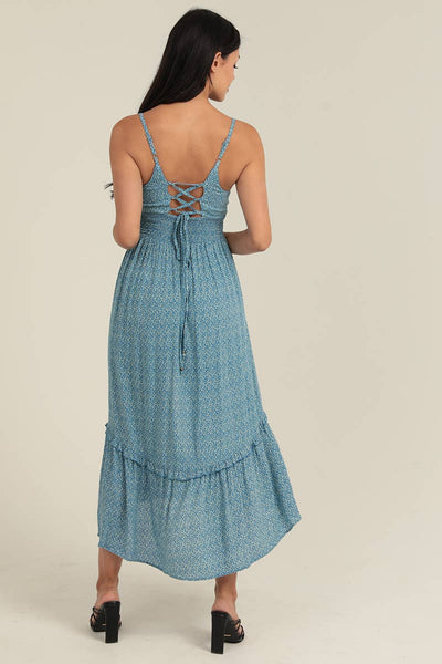 Bluey Floral Dot Lace-Up Dress